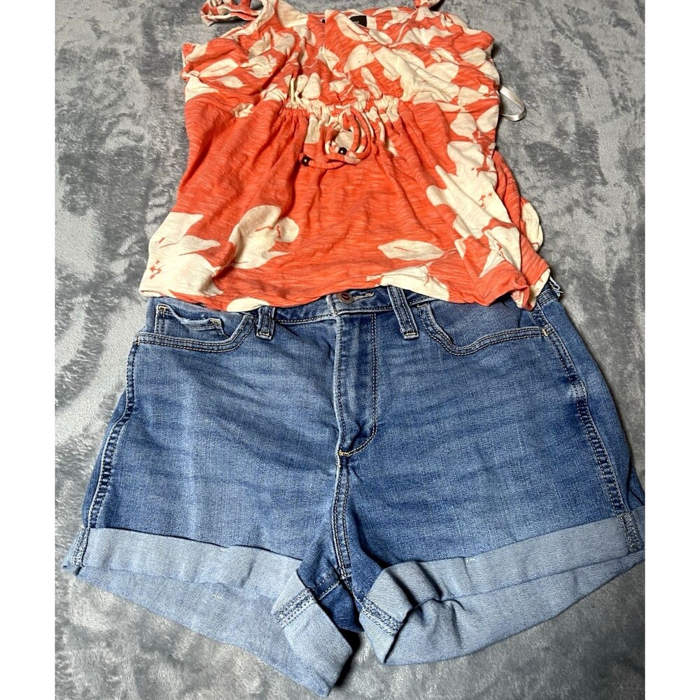 Hollister womens jean shorts #curvy high rise sz 28 #festival #90